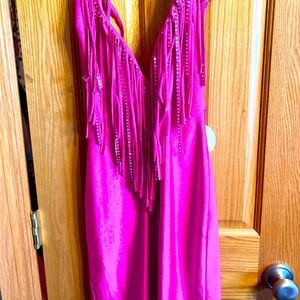 Hot pink rhinestone and fringe party dress. Never worn!